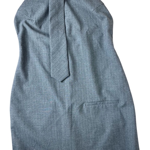 Bloggers’ Fave! NEW Zara Pinstripe Halter Neck Tie Detail Minidress Large Gray - Picture 10 of 16